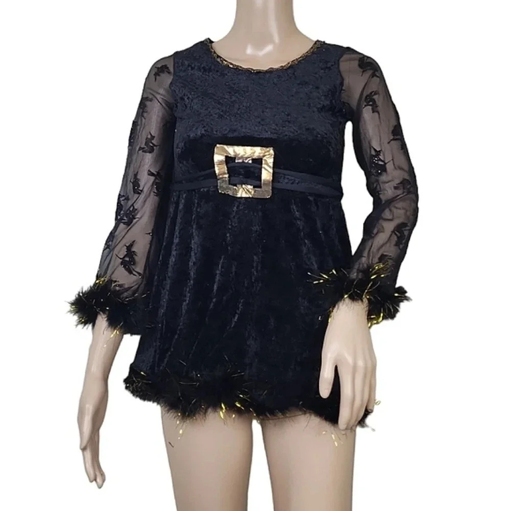 CALIFORNIA COSTUME COLLECTIONS GIRLS BLACK GOLD WITCH DRESS